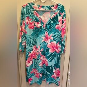 Caribbean Joe Tropical Floral V-Neck Tunic
